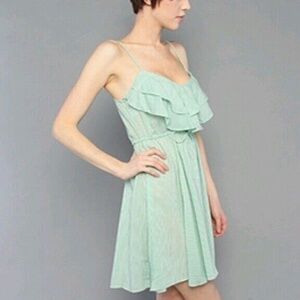 Free People The Flutter Away Green White Striped Dress